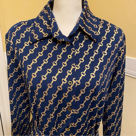 Diane Gilman Collection Button Down Dress; Large; Attached belt; NWOT. - Picture 2 of 11